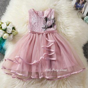 NWT 12m 1st First Birthday Party Photos Dusty Rose pageant Flower Girl Dress